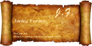 Janky Ferenc névjegykártya